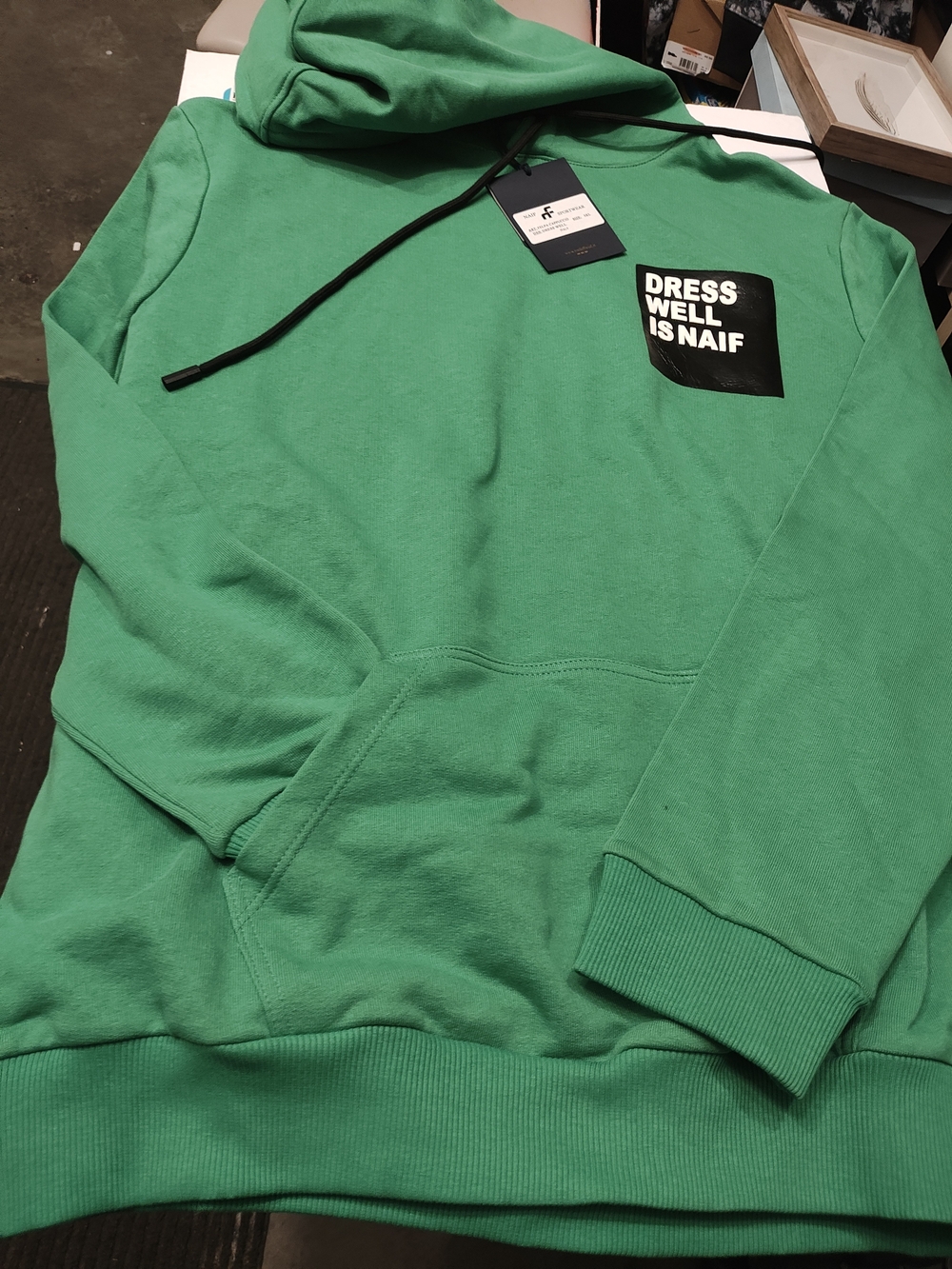 NAIF Green Hoodie with Black Pocket Logo 3XL Slim